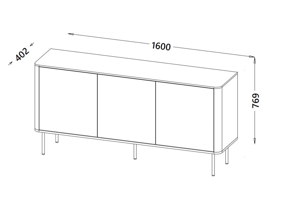 Комод Halmar Solano KM-1 160x40 см чорний, горіх (V-PL-SOLANO-KM-1)