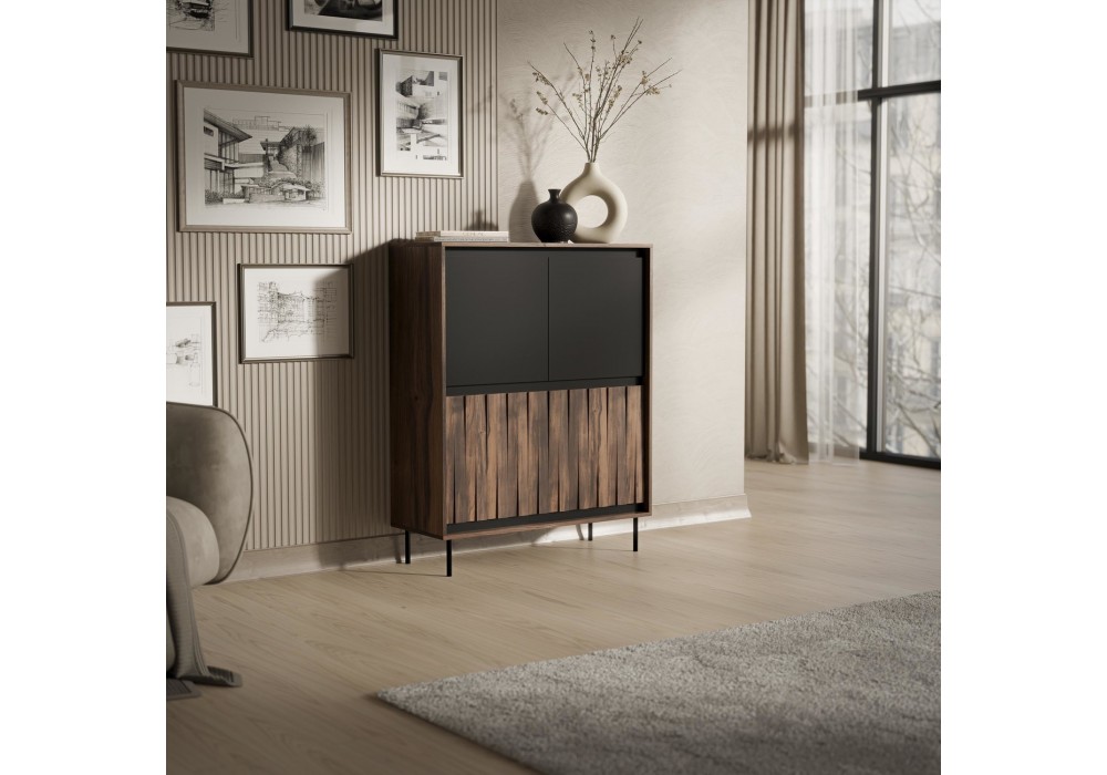 Комод Halmar Swing KM-2 102x40 см чорний, горіх (V-PL-SWING-KM-2)