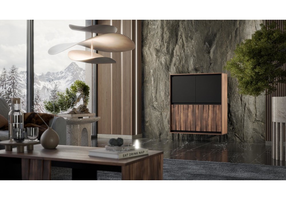 Комод Halmar Swing KM-2 102x40 см чорний, горіх (V-PL-SWING-KM-2)