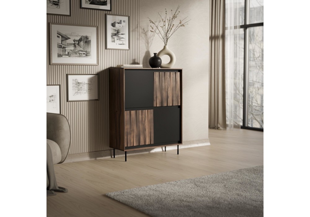 Комод Halmar Swing KM-2 102x40 см чорний, горіх (V-PL-SWING-KM-2)
