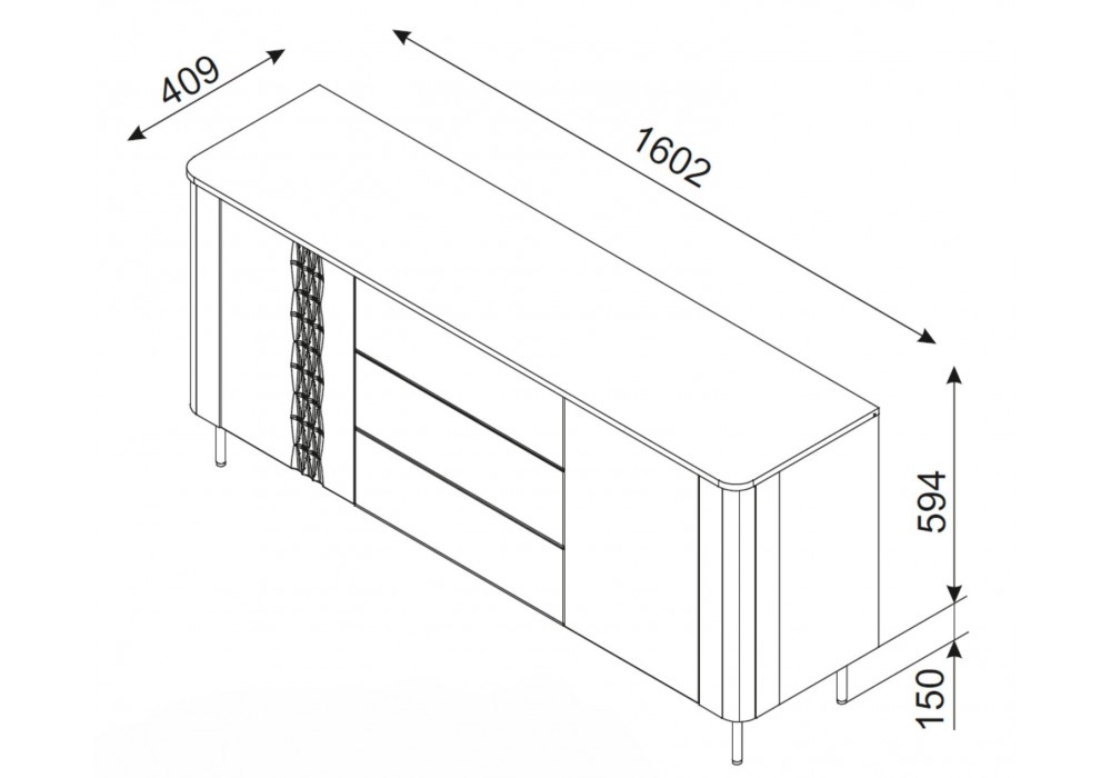 Комод Halmar Tirante KM-1 160x40 см кашемір (V-PL-TIRANTE-KM-1)
