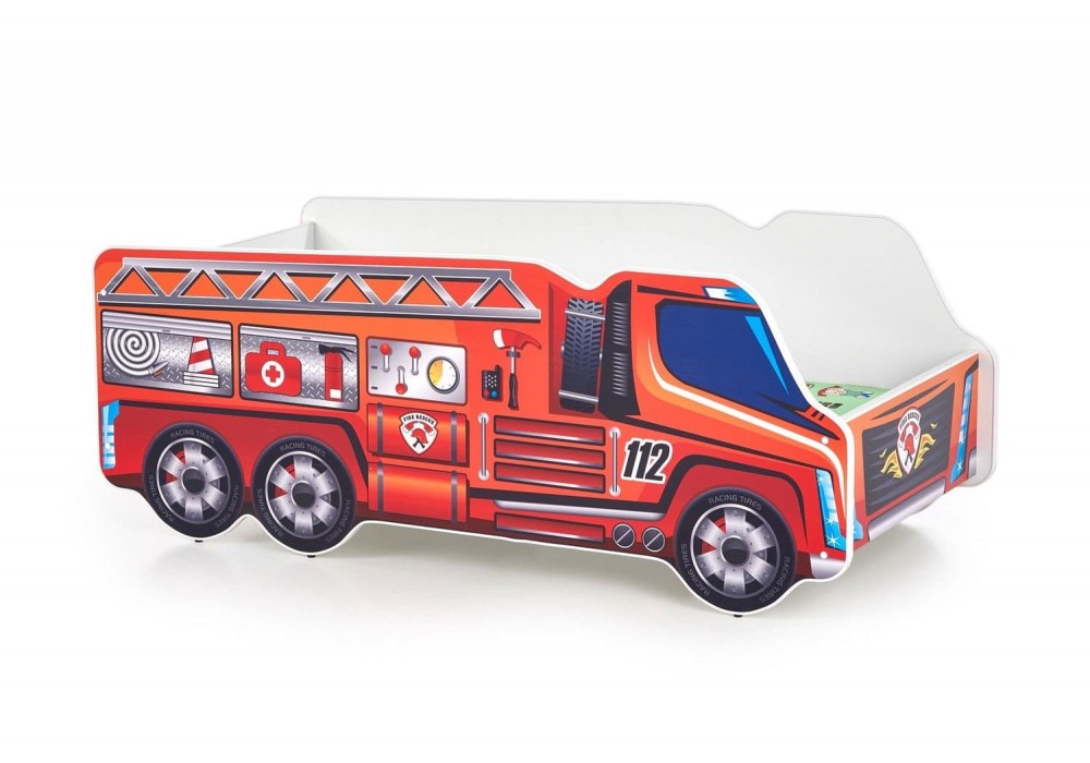 Ліжко для дітей з матрацом Halmar Fire truck 148x74 см різнокольоровий (V-PL-FIRE_TRUCK-LOZ)
