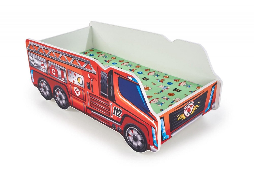 Ліжко для дітей з матрацом Halmar Fire truck 148x74 см різнокольоровий (V-PL-FIRE_TRUCK-LOZ)