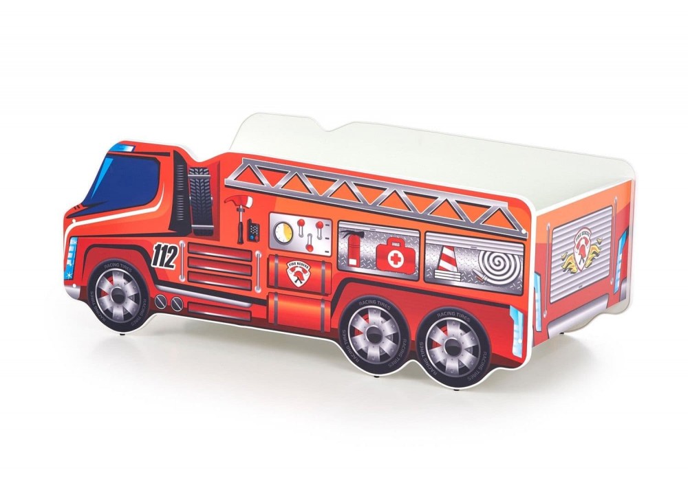 Ліжко для дітей з матрацом Halmar Fire truck 148x74 см різнокольоровий (V-PL-FIRE_TRUCK-LOZ)