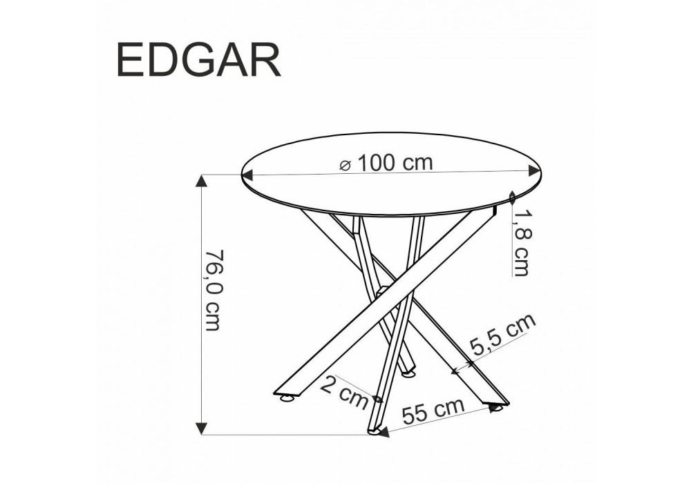 Обеденный стол Halmar EDGAR круглый 100x100 см кашемир (V-CH-EDGAR-ST-KASZMIROWY)