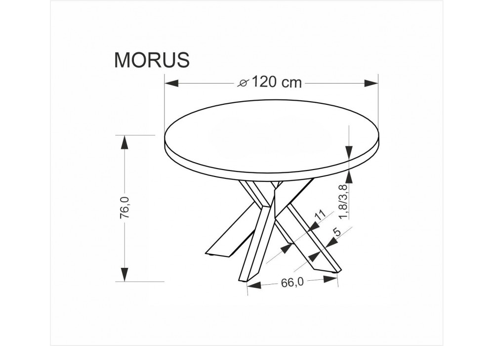 Обідній стіл Halmar MORUS круглий 120x120 см натуральний (V-CH-MORUS-ST)