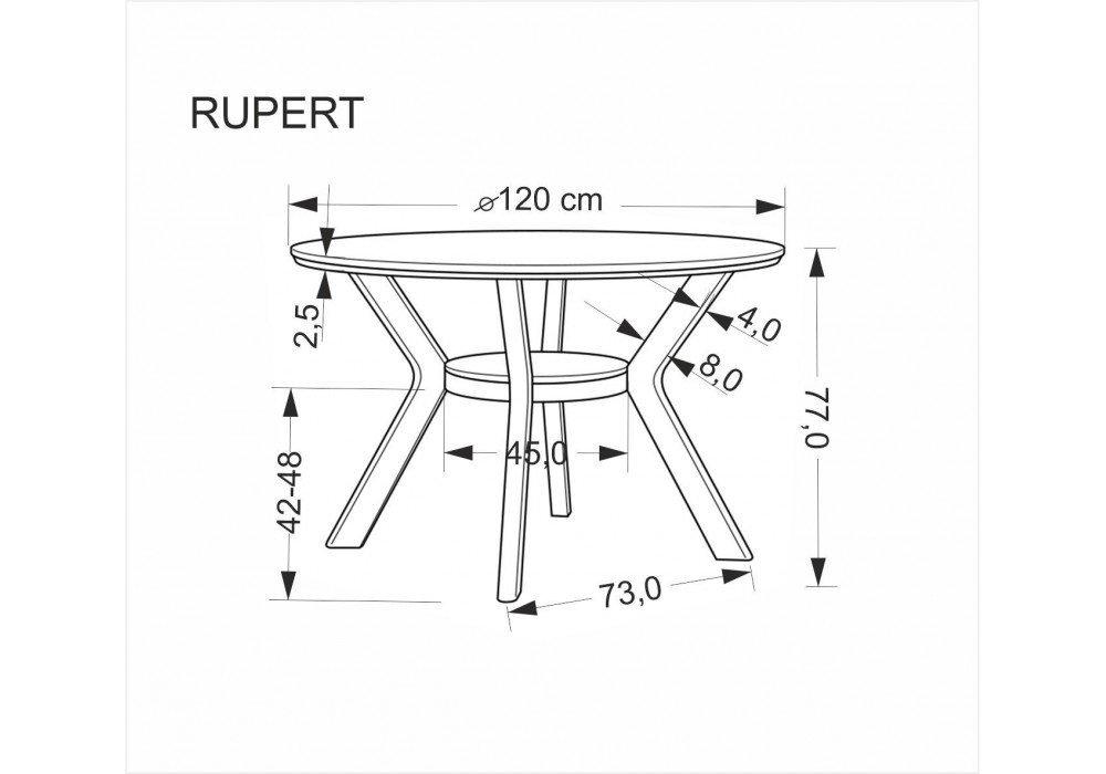 Обідній стіл Halmar RUPERT круглий 120x120 см горіх (V-CH-RUPERT-ST)