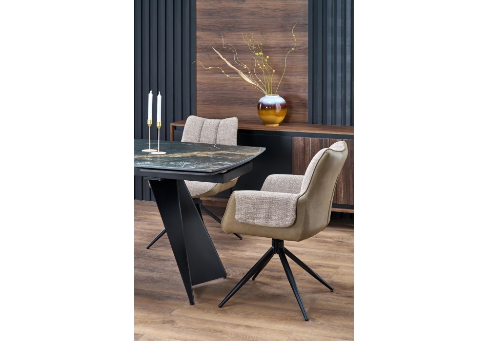 Обідній стіл розкладний Halmar ARMANI 165 - 241x90 см чорний мармур / чорний (V-CH-ARMANI-ST-CZARNY)