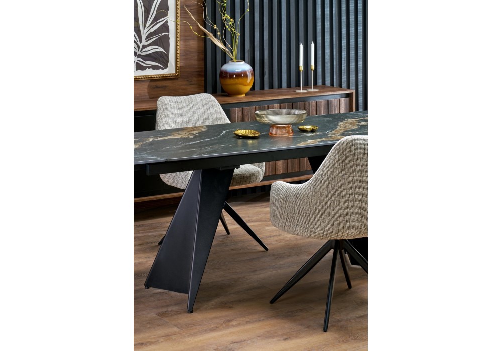 Обідній стіл розкладний Halmar ARMANI 165 - 241x90 см чорний мармур / чорний (V-CH-ARMANI-ST-CZARNY)