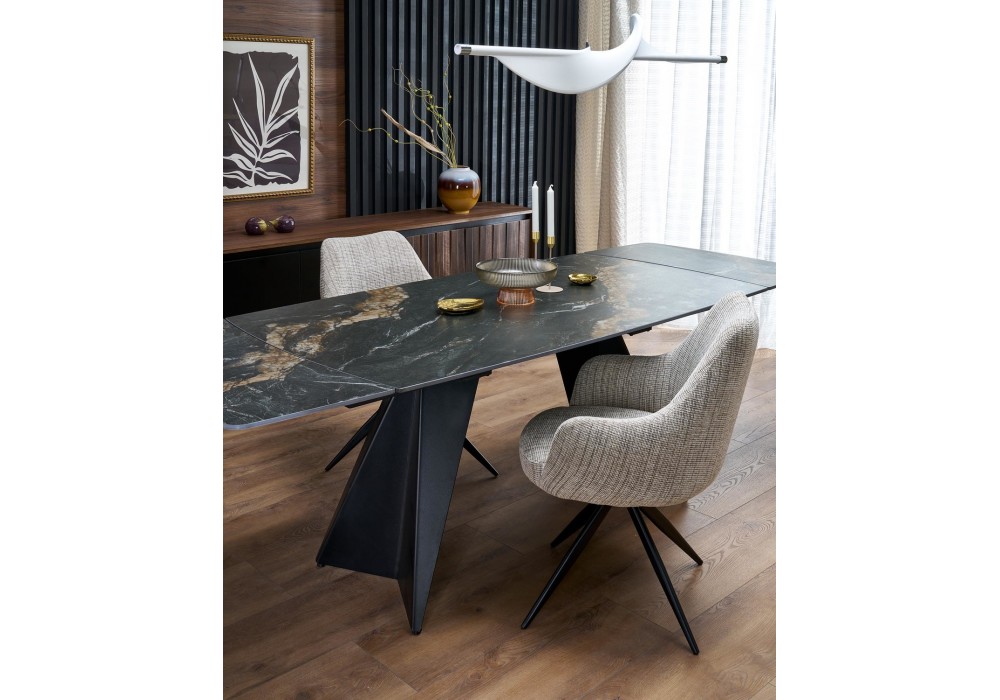 Обідній стіл розкладний Halmar ARMANI 165 - 241x90 см чорний мармур / чорний (V-CH-ARMANI-ST-CZARNY)