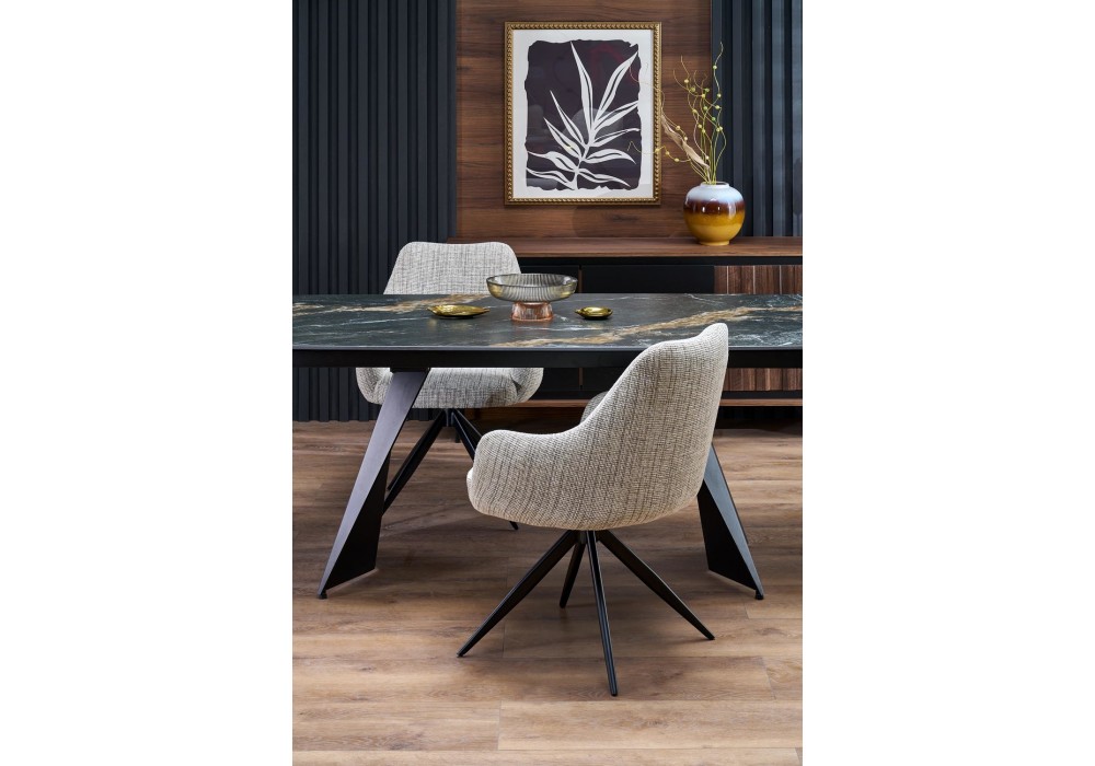Обідній стіл розкладний Halmar ARMANI 165 - 241x90 см чорний мармур / чорний (V-CH-ARMANI-ST-CZARNY)