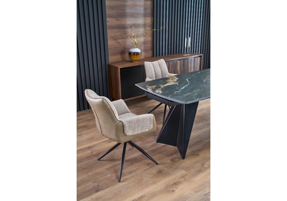 Обідній стіл розкладний Halmar ARMANI 165 - 241x90 см чорний мармур / чорний (V-CH-ARMANI-ST-CZARNY)