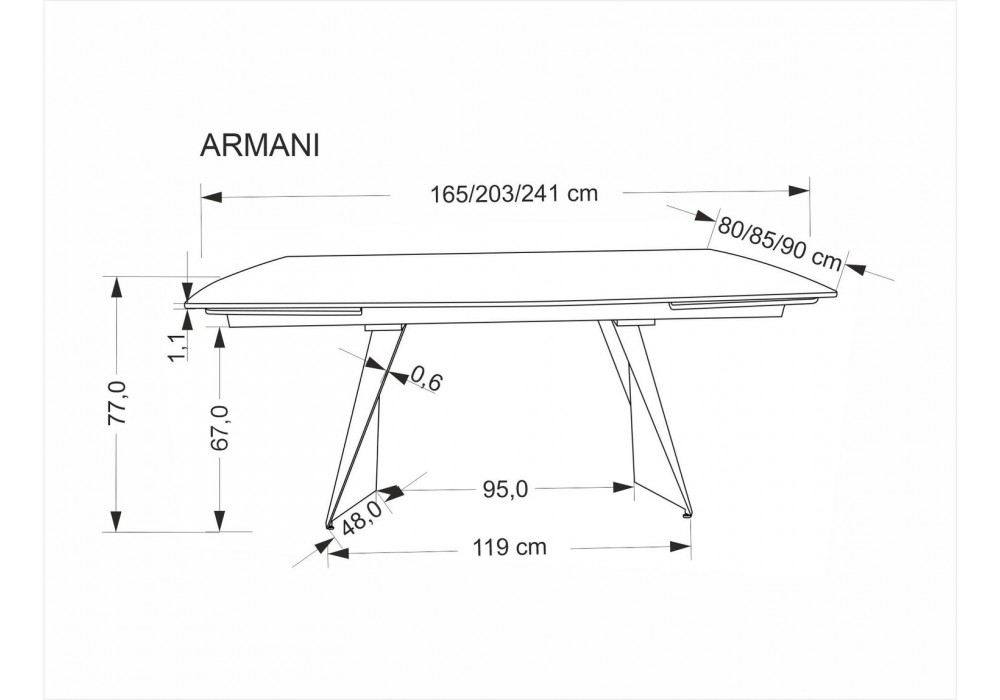 Обідній стіл розкладний Halmar ARMANI 165 - 241x90 см травертин / кашемір (V-CH-ARMANI-ST-TRAWERTYN)