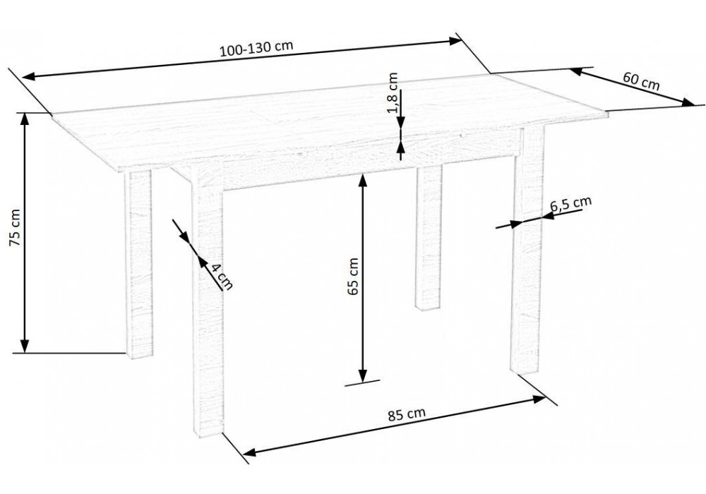 Обідній стіл розкладний Halmar GINO 100-135x60 см білий (V-PL-GINO-ST-BIAŁY/BIAŁY)
