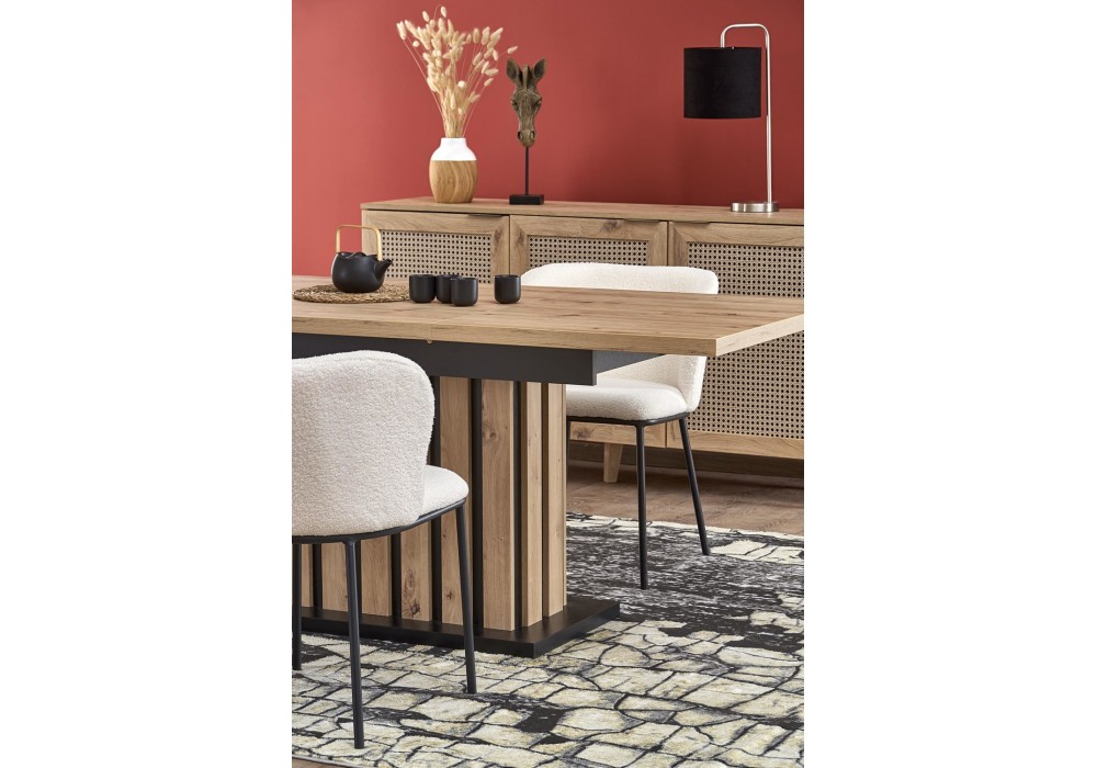 Обідній стіл розкладний Halmar LAMELLO 160-210x90 см dąb (wszyskie odcienie) / чорний (V-PL-LAMELLO-ST-160/210)