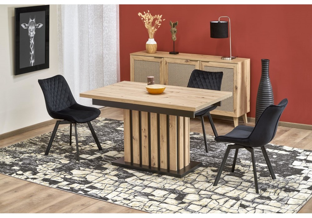 Обідній стіл розкладний Halmar LAMELLO 160-210x90 см dąb (wszyskie odcienie) / чорний (V-PL-LAMELLO-ST-160/210)