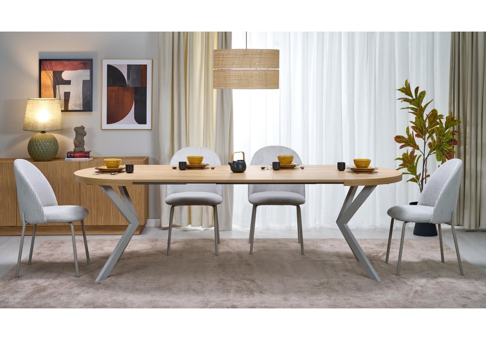 Обеденный стол раскладной Halmar PERONI 100 - 250x100 - 250 см натуральный / кашемир (V-PL-PERONI-ST-HIKORA/KASZMIR)