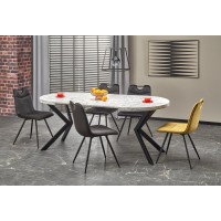 Кухонний стіл Halmar Peroni 100-250x100 см, білий мармур,