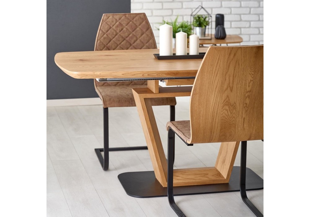 Стіл кухонний Halmar Blacky 2 160-220x90 см чорний, дуб натуральний (V-CH-BLACKY_2-ST)