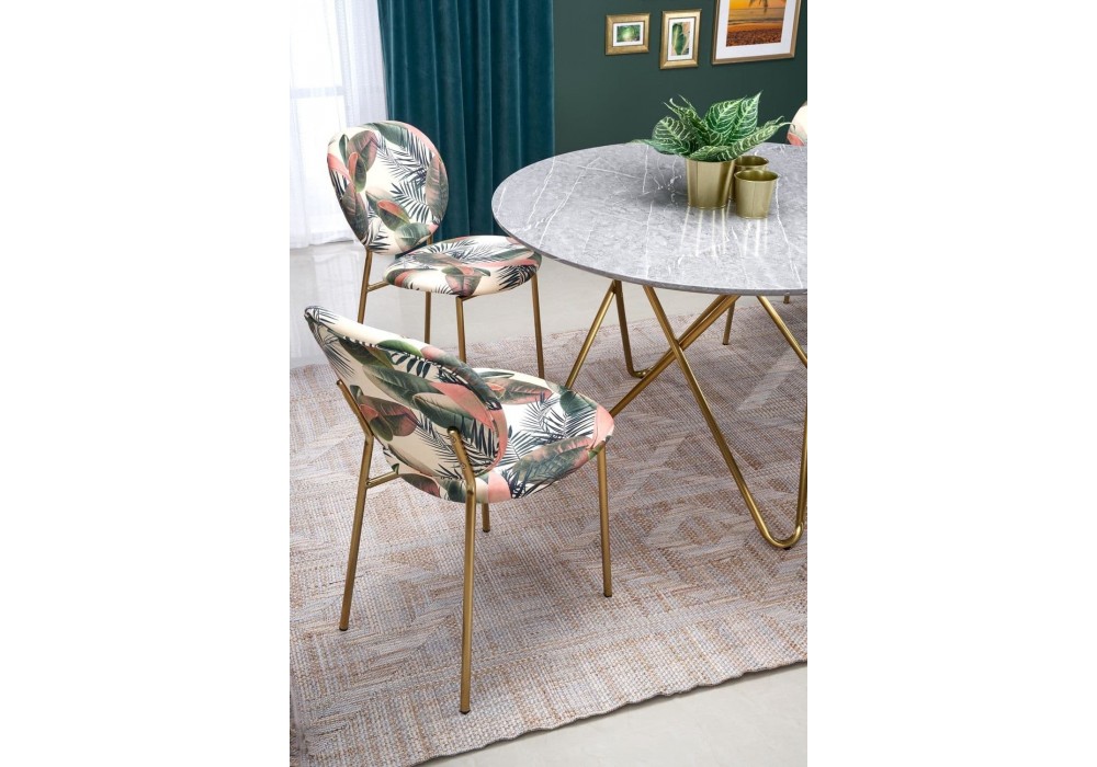 Стіл кухонний Halmar Bonello 120x120 см сірий, золотистий (V-CH-BONELLO-ST)