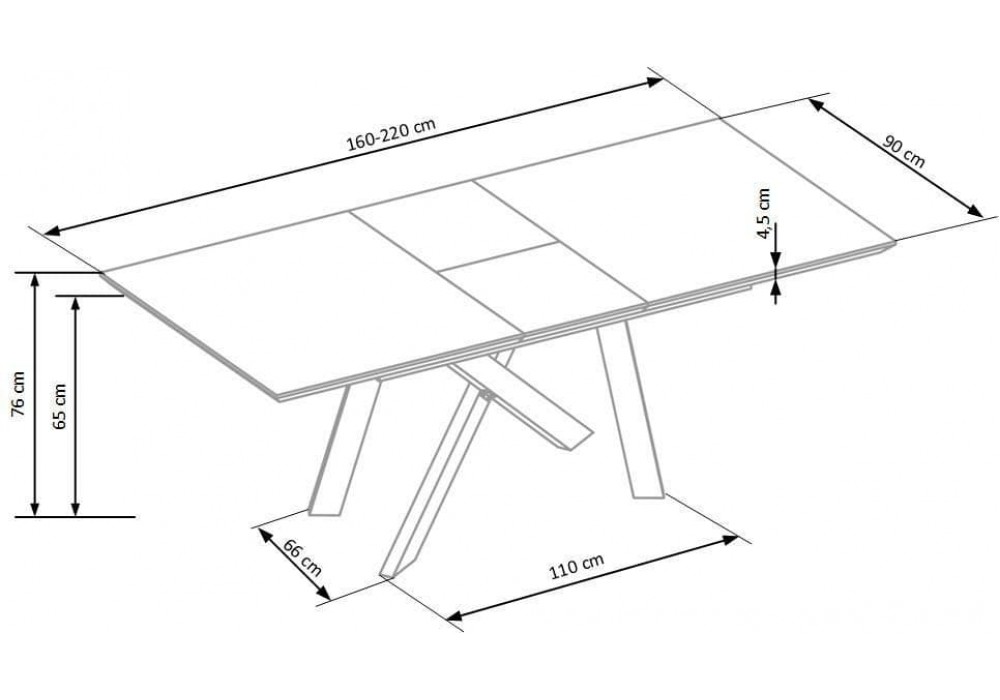 Стіл кухонний Halmar Capital 160-200x90 см чорний, дуб золотий (V-CH-CAPITAL-ST)