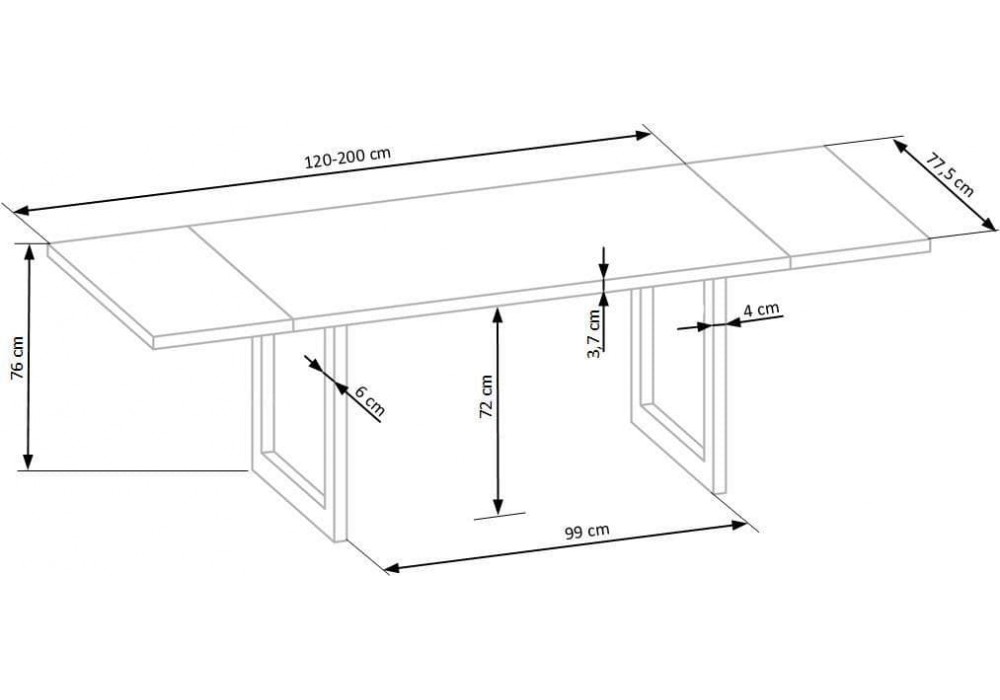 Кухонний стіл Halmar Radus 120x78 см чорний, дуб натуральний (V-PL-RADUS_120-ST-DREWNO_LITE)