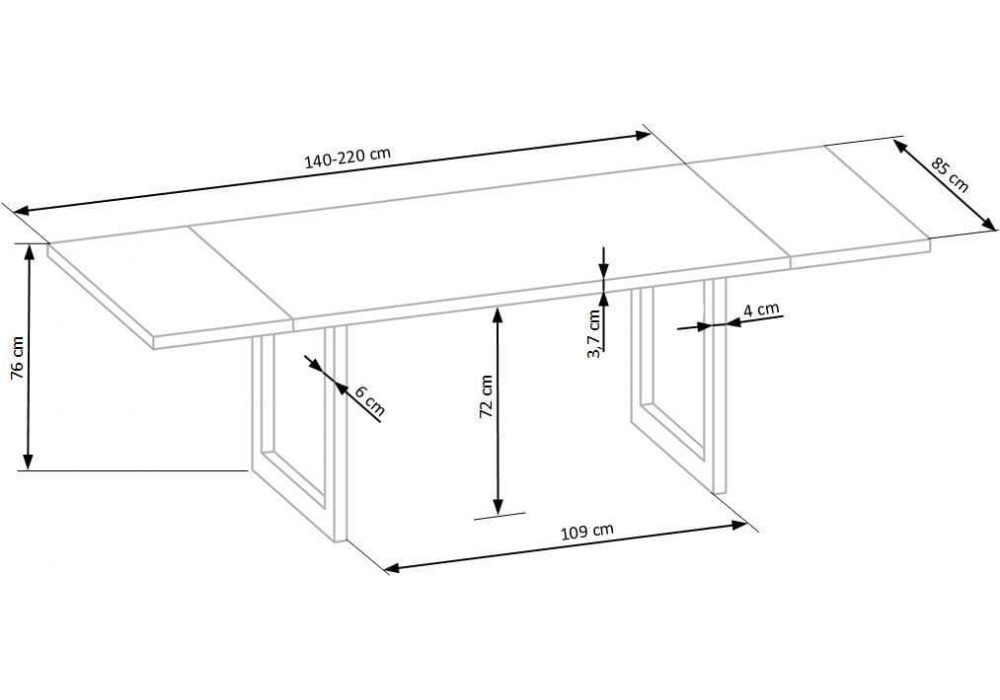 Кухонний стіл Halmar Radus 140x85 см чорний, дуб натуральний (V-PL-RADUS_140-ST-DREWNO_LITE)