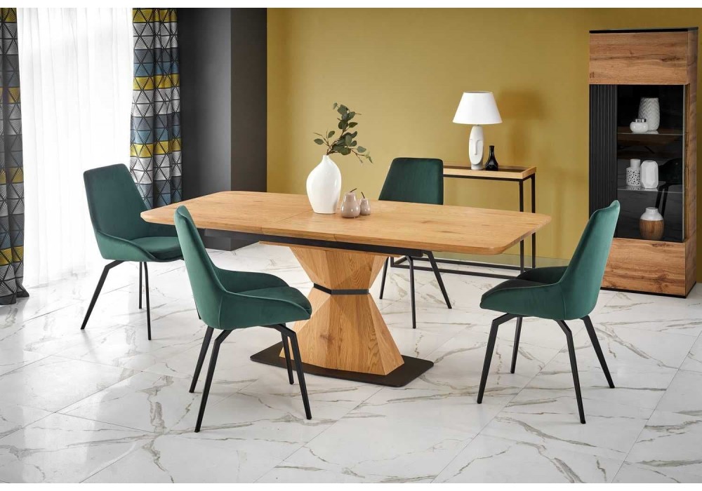 Кухонний стіл розкладний Halmar Diamond 160-200x89 см чорний, дуб золотий (V-CH-DIAMOND-ST)