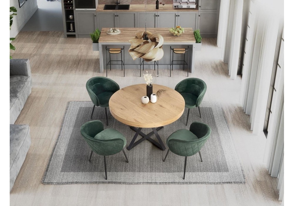 Обідній стіл розкладний Halmar Mercy 120-160x120 см дуб золотий, чорний (V-CH-MERCY-ST)