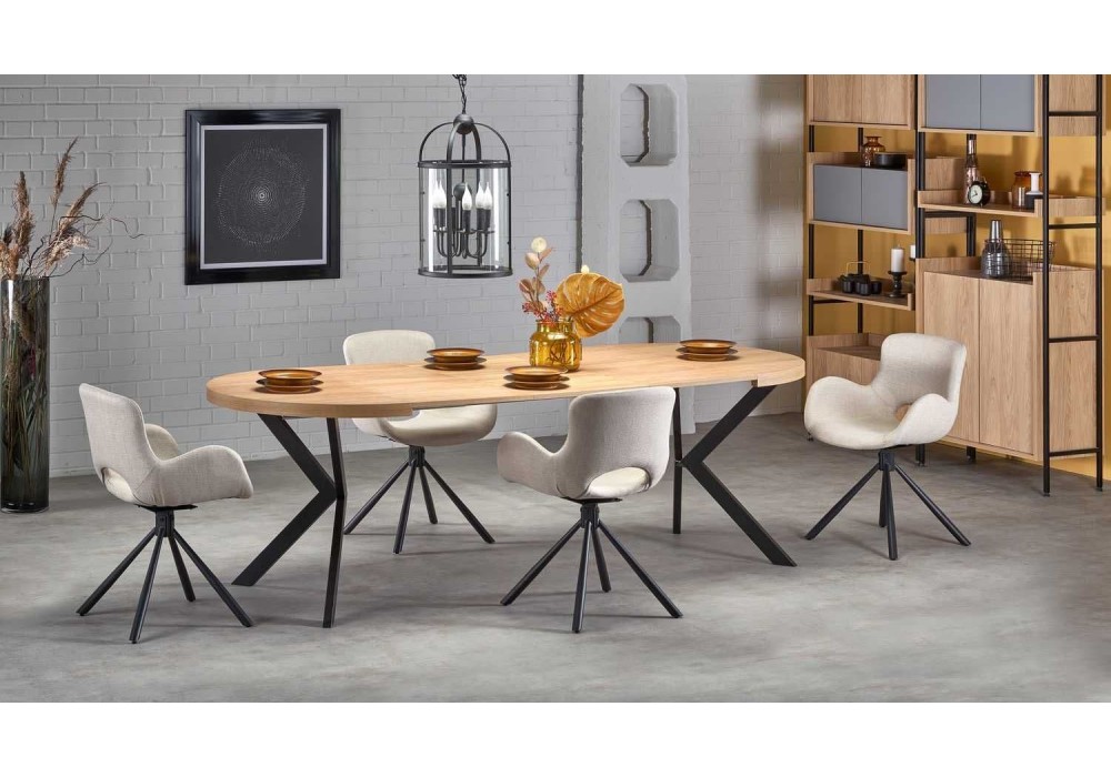 Обідній стіл розкладний Halmar Peroni 100-250x100 см чорний, дуб золотий (V-PL-PERONI-ST)
