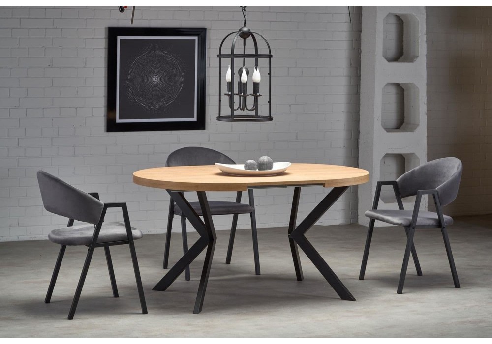 Обідній стіл розкладний Halmar Peroni 100-250x100 см чорний, дуб золотий (V-PL-PERONI-ST)