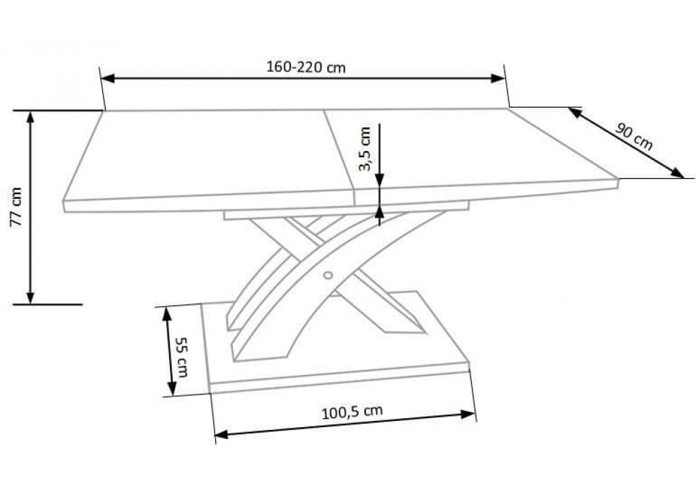 Стіл обідній розкладний Halmar Sandor 160-220x90 см білий (V-CH-SANDOR-ST-LAK-BIAŁY)