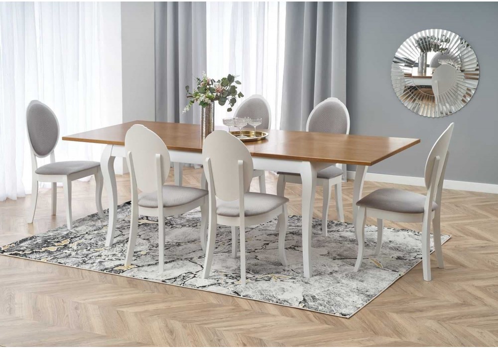 Обідній стіл розкладний Halmar Windsor 160-240x90 см дуб, білий (V-PL-WINDSOR-ST-C.DĄB/BIAŁY)
