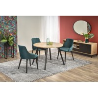 Кухонний стіл Halmar Ruben 102-142x102 см чорний, дуб арт