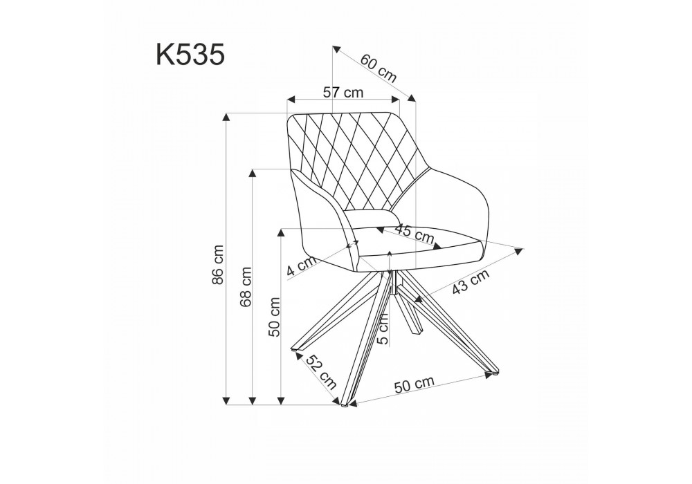 Стілець кухонний Halmar K535 чорний, сірий (V-CH-K/535-KR-POPIELATY)