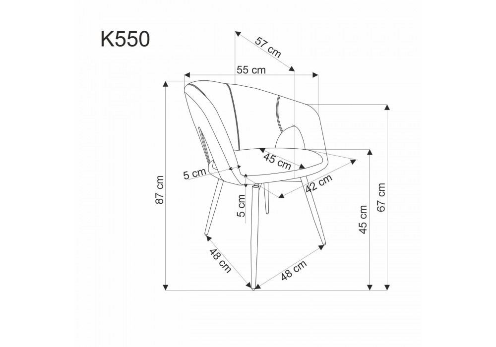 Стілець кухонний Halmar K550 чорний, сірий (V-CH-K/550-KR-POPIELATY)