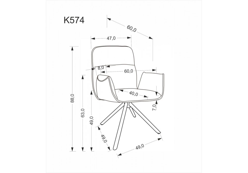 Стілець кухонний Halmar K574 чорний, сірий (V-CH-K/574-KR-POPIEL)