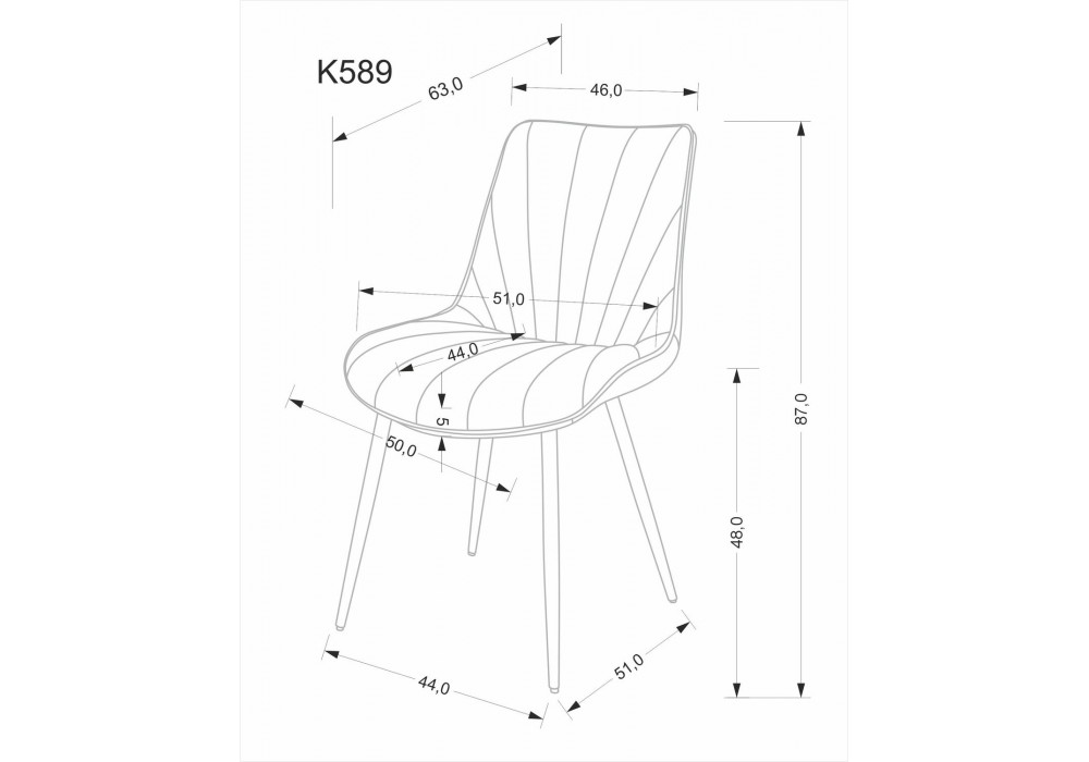Стілець кухонний Halmar K589 чорний, сірий (V-CH-K/589-KR-POPIELATY)
