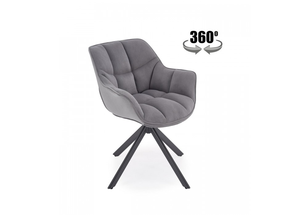Стілець кухонний Halmar K610 чорний, сірий (V-CH-K/610-KR-POPIELATY)