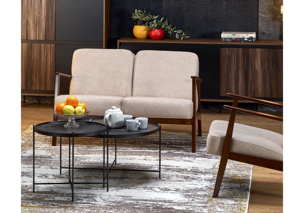 Диван Halmar Milano 2s бежевий, горіх (V-PL-MILANO_2S-SOFA-BEŻOWY)