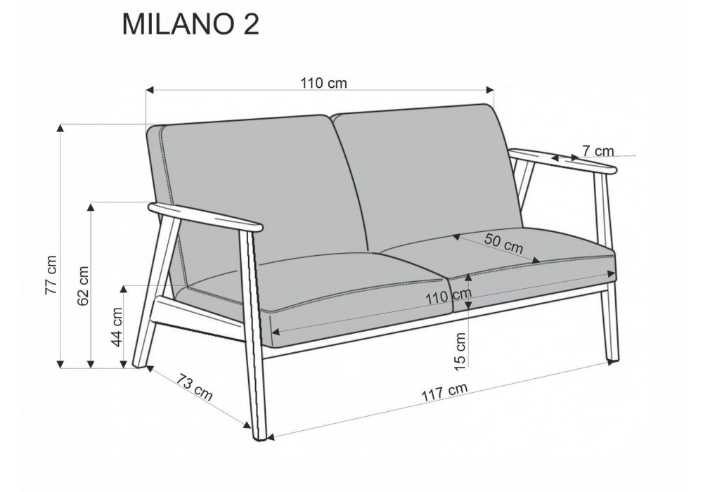 Диван Halmar Milano 2s серый, орех (V-PL-MILANO_2S-SOFA-POPIEL)