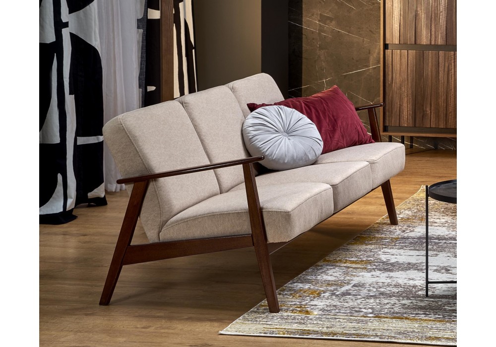 Диван Halmar Milano 3s бежевий, горіх (V-PL-MILANO_3S-SOFA-BEŻOWY)