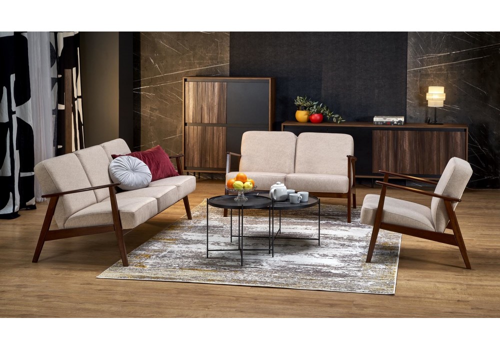 Диван Halmar Milano 3s бежевий, горіх (V-PL-MILANO_3S-SOFA-BEŻOWY)