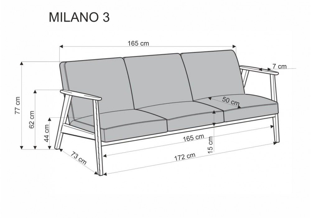 Диван Halmar Milano 3s оливковий, горіх (V-PL-MILANO_3S-SOFA-OLIWKOWY)