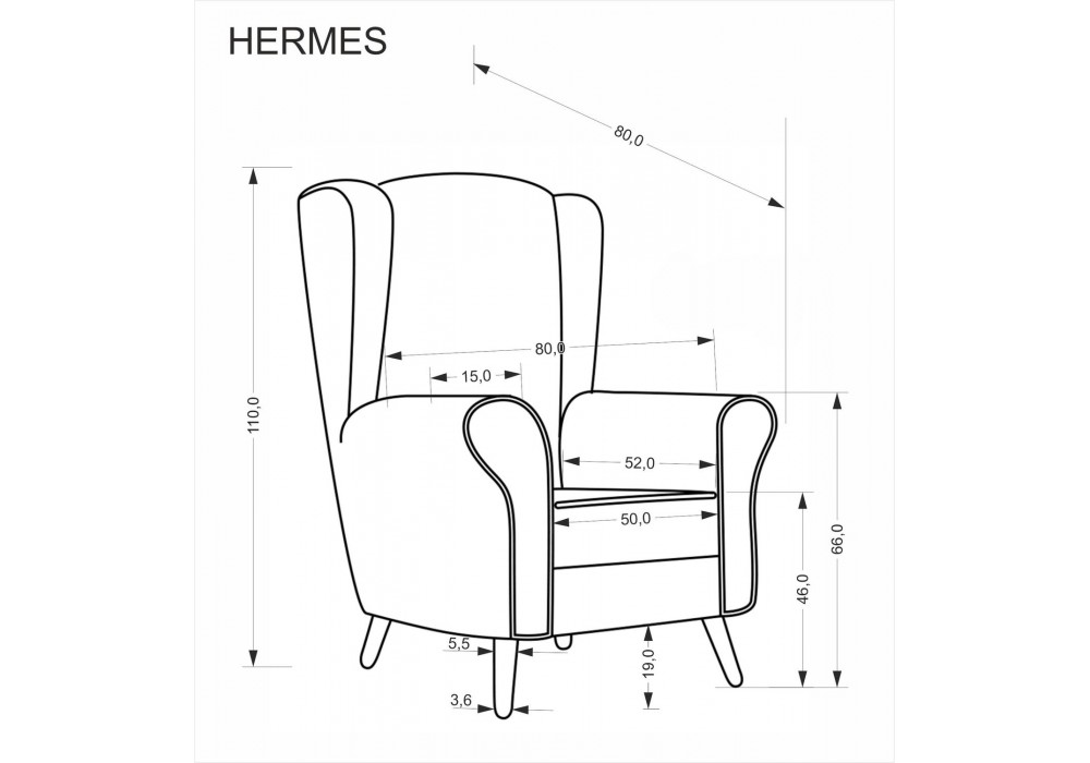 Крісло для дому Halmar Hermes оливковий, натуральний (V-PL-HERMES-FOT-OLIWKOWY)