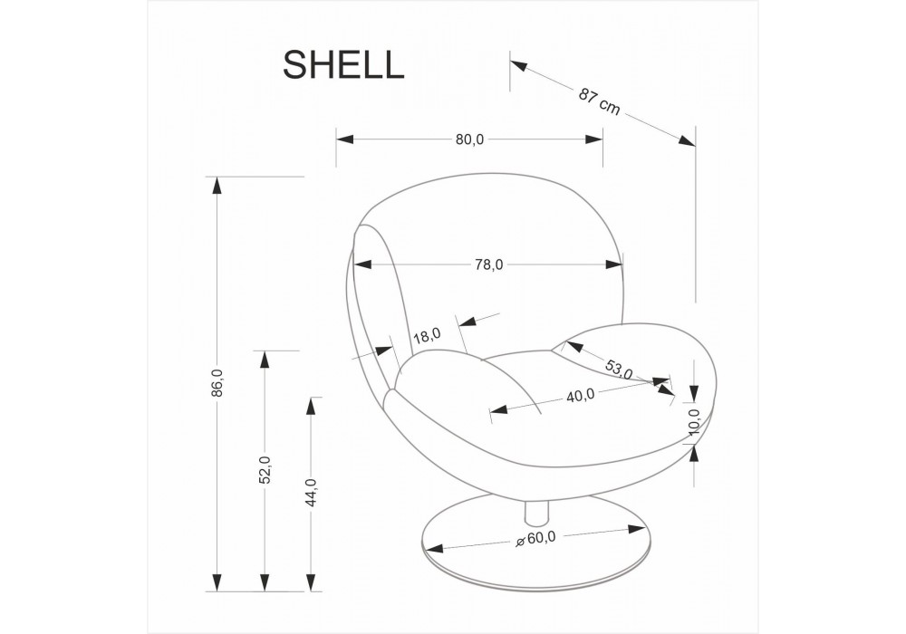 Крісло для дому Halmar Shell сірий, чорний (V-CH-SHELL-FOT-POPIELATY)