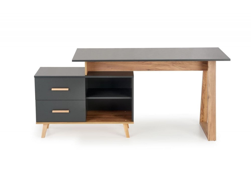 Письмовий стіл Halmar Sergio xl 134-210x60 см дуб вотан, антрацит (V-UA-SERGIO_XL-ANTRACYT/D.WOTAN)
