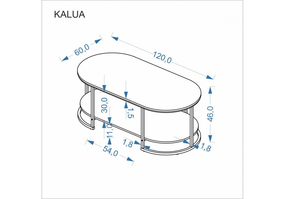 Кавовий столик Halmar Kalua 120x60 см білий мармур, золотий (V-CH-KALUA-LAW-BIAŁY/ZŁOTY)