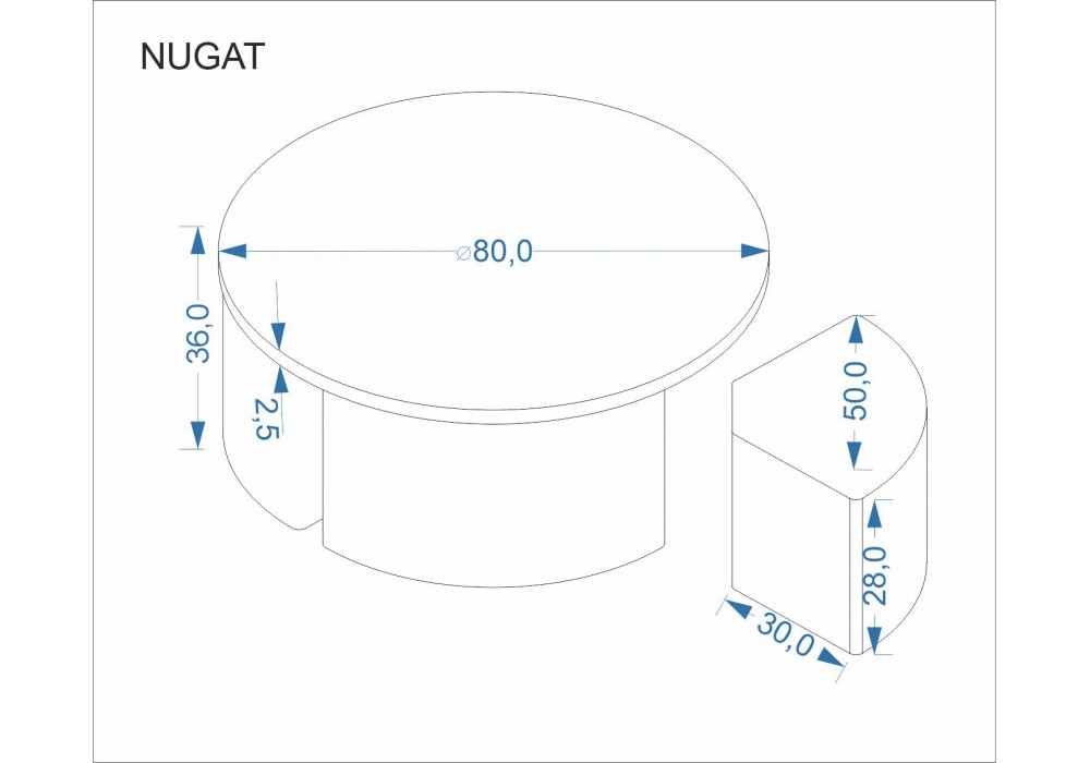 Кавовий столик Halmar Nugat 80x80 см травертин (V-CH-NUGAT-LAW)