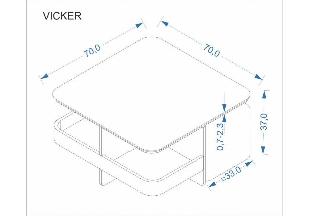 Кавовий столик Halmar Vicker 70x70 см чорний мармур, горіх (V-CH-VICKER-LAW)